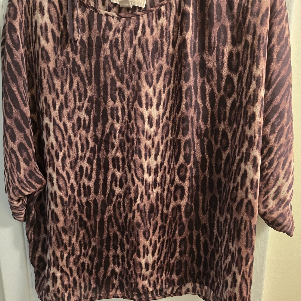 Michael Kors Vintage Grung Animal Print 3/4 Sleeve Blouse  - Size XL - Picture 5 of 13
